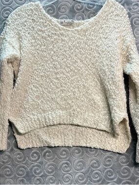 Apt. 9 Cream Textured Scoop-Neck Pullover Sweater